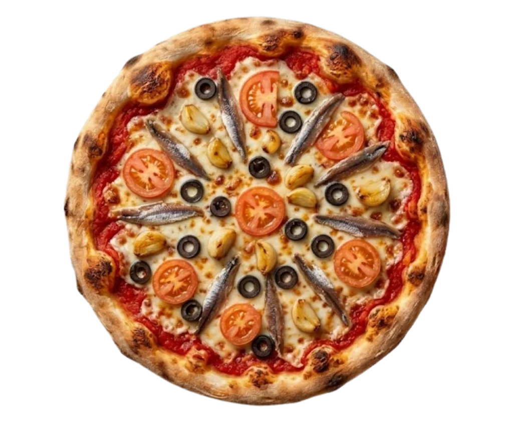 NAPOLI Anchovies, Black Olives, Fresh Tomato & Garlic