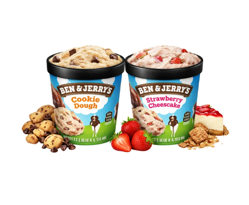 Ben & Jerrys (500ml) – £6.99 Cookie Dough, Strawberry Cheesecake